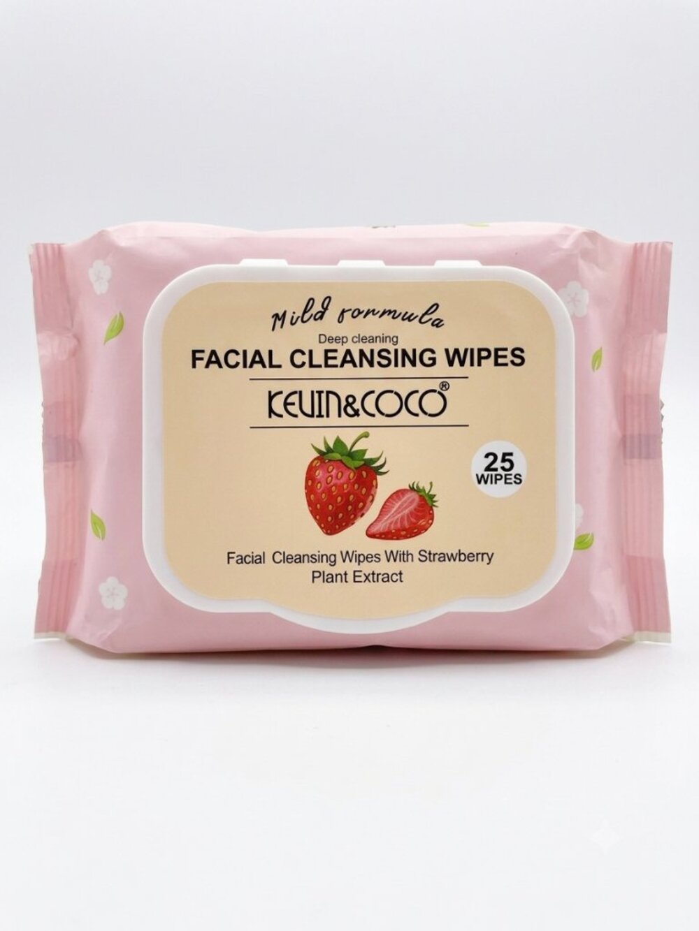 Kevin & Coco Strawberry Facial Cleansing Wipes 25 Count
